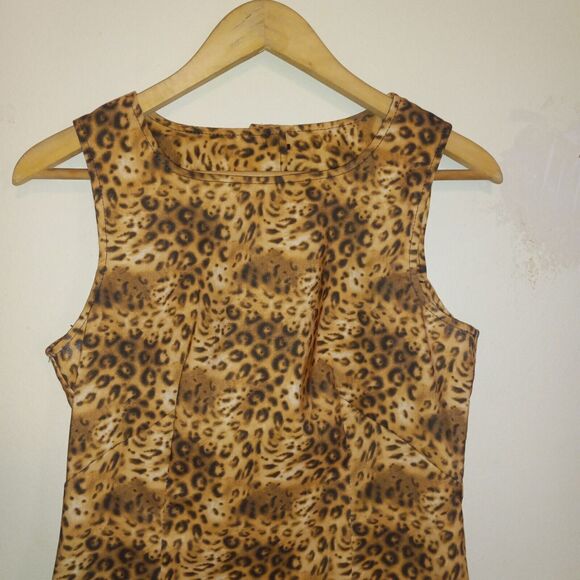 Brioche California Cheetah Print Sheath Dress-Size 11/12-Keyhole Back-USA Made - Picture 2 of 8